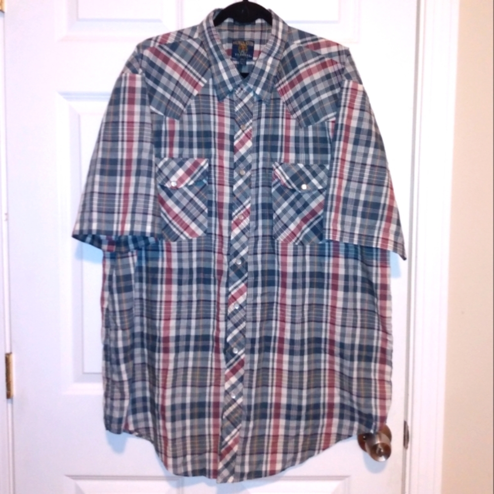 Salmon River Traders tallman pearl snap long tail Shirt 2XLT